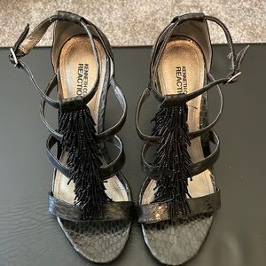 Kenneth Cole Reaction, Black Heels with Beaded Details, Size 8